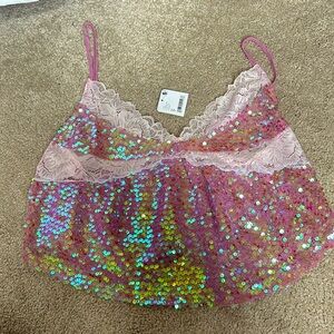 Free people sequin cami top - NWT size S